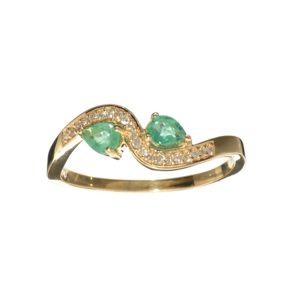 Two Stone Emerald Snake Infinity Stacking Ring 7.5 Stack Witchcraft Ring - Picture 1 of 2